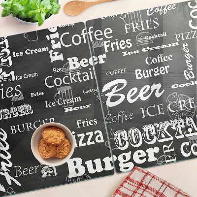 Schneidebrett glas Speisen und Getränke