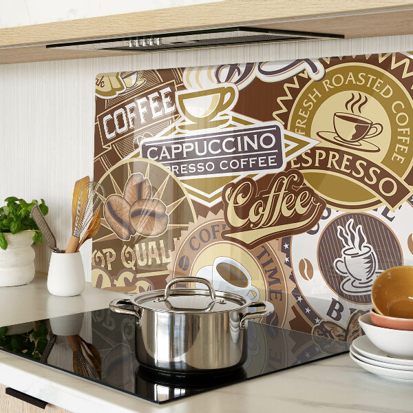 Schneidebrett Glas mit Kaffee- und Espresso-Motiv