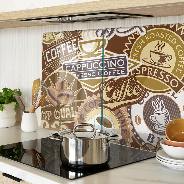 Schneidebrett glas Kaffee und Espresso