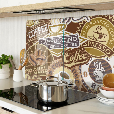 Schneidebrett Glas mit Kaffee- und Espresso-Motiv