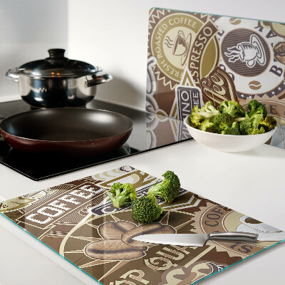 Schneidebrett glas Kaffee und Espresso