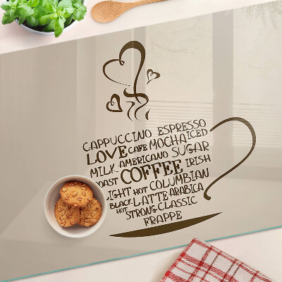Glas schneidebrett Kaffee und Herz