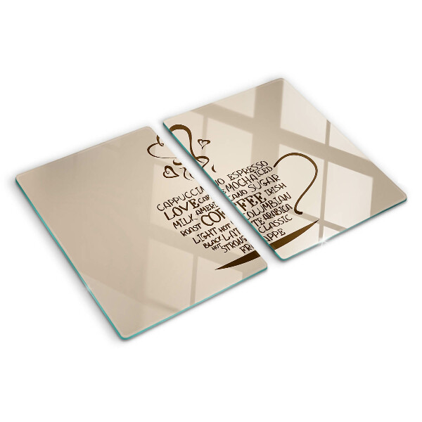 Glas schneidebrett Kaffee und Herz