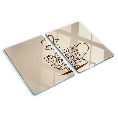 Glas-Schneidebrett mit Kaffee- und Herzmotiv