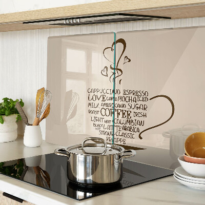 Glas-Schneidebrett mit Kaffee- und Herzmotiv