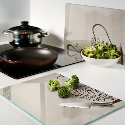 Glas schneidebrett Kaffee und Herz