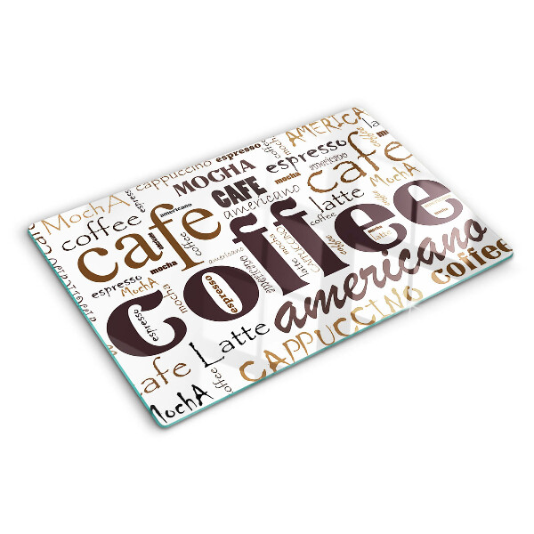 Schneidebrett mit Motiv rund um Kaffee und Kaffeegetränke