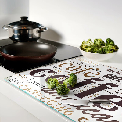 Schneidebrett Kaffee und Kaffeegetränke