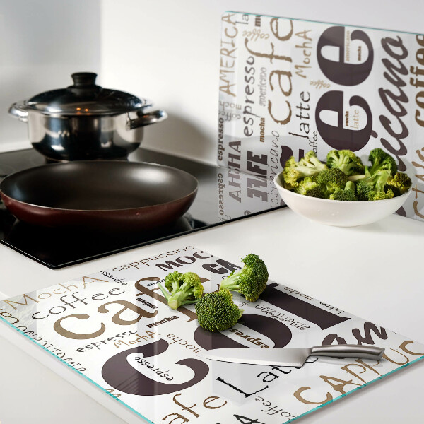 Schneidebrett Kaffee und Kaffeegetränke