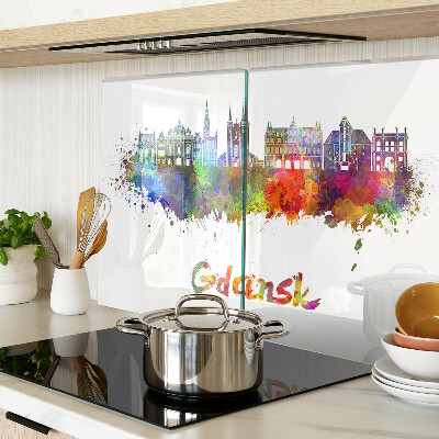 Schneidebrett mit Danzig-Motiv in Aquarellfarben