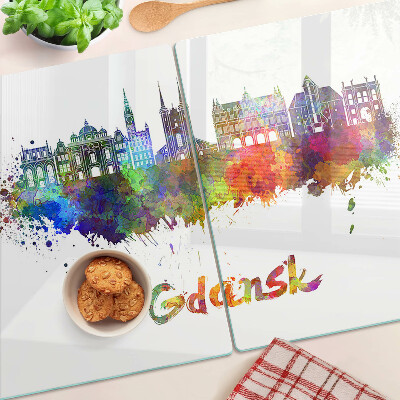 Schneidebrett Danzig in Aquarellfarben