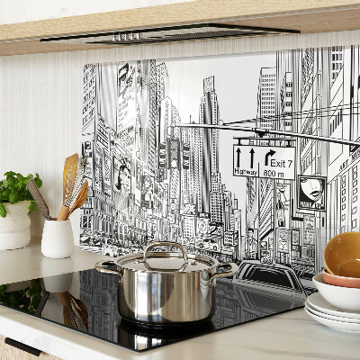 Schneidebrett mit New-York-Motiv im Comic‑Stil