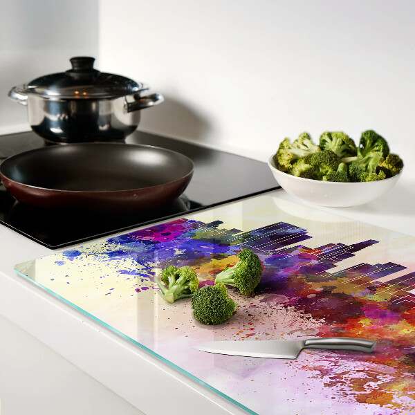 Schneidebrett glas Aquarell-Stadtsilhouette-Landschaft