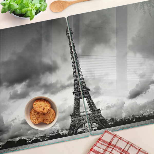 Schneidebrett glas Der Eiffelturm in Schwarzweiß