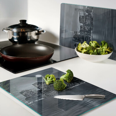 Schneidebrett Glas mit Motiv einer nächtlichen Stadtansicht