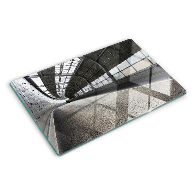 Glas Schneidebrett mit modernem Architektur- und Geometriemotiv