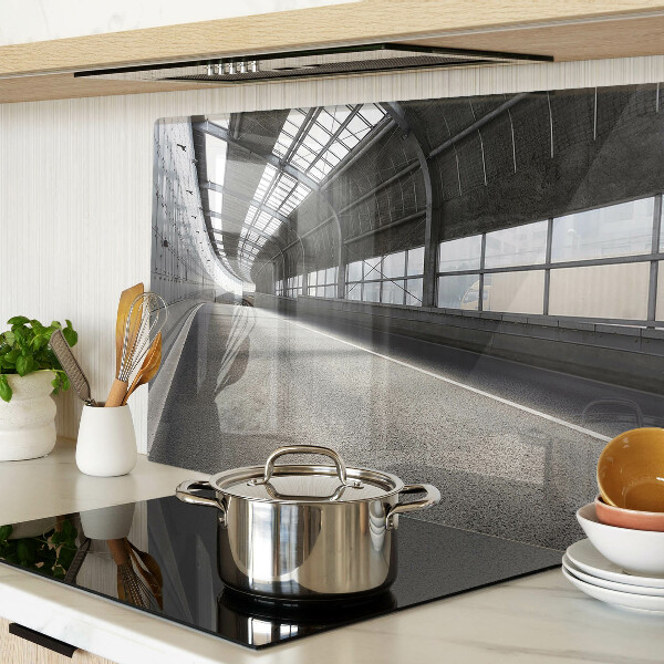 Glas Schneidebrett mit modernem Architektur- und Geometriemotiv