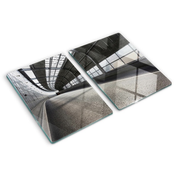 Glas Schneidebrett mit modernem Architektur- und Geometriemotiv