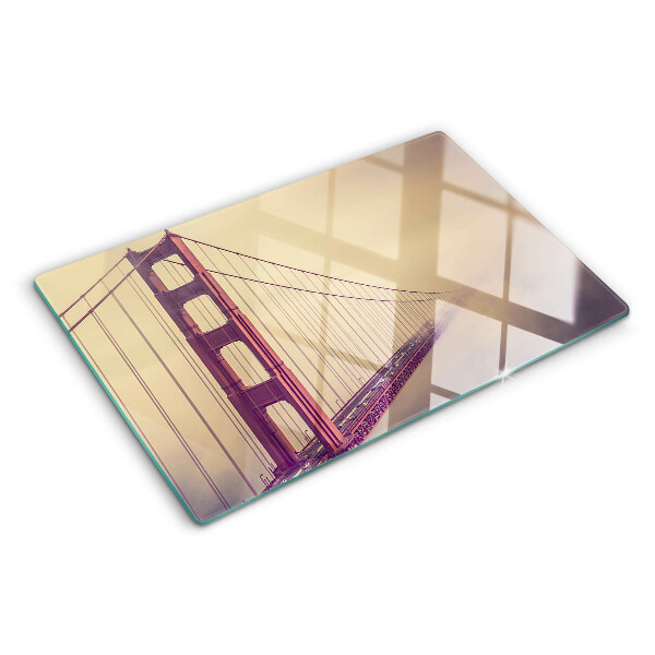 Glas-Schneidebrett mit Vintage-Motiv der Golden Gate Bridge