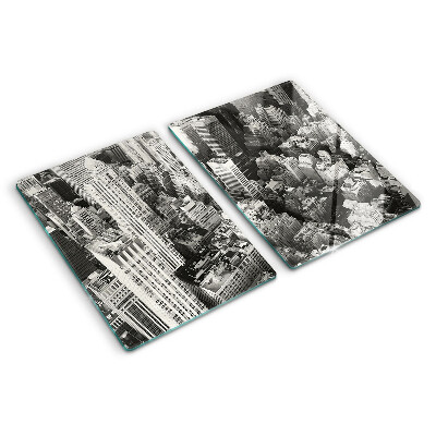 Schneidebrett mit einem Vogelperspektiven-Motiv der Stadt