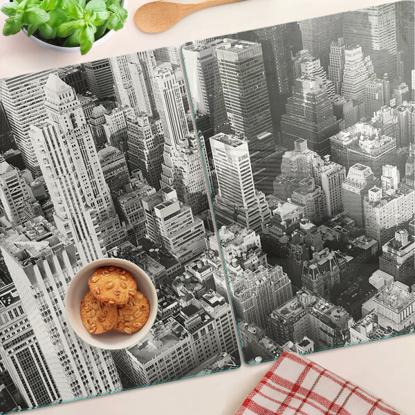 Schneidebrett Ein Blick aus der Vogelperspektive auf die Stadt