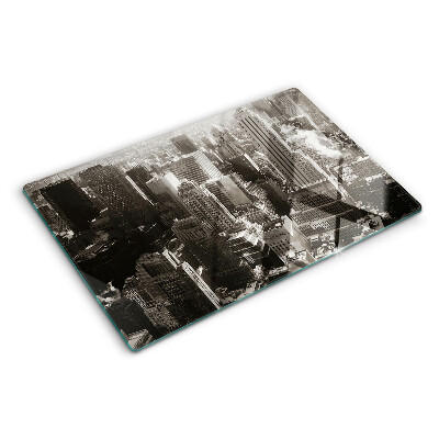 Glas schneidebrett Panorama der Stadt in Schwarz-Weiß-Tönen