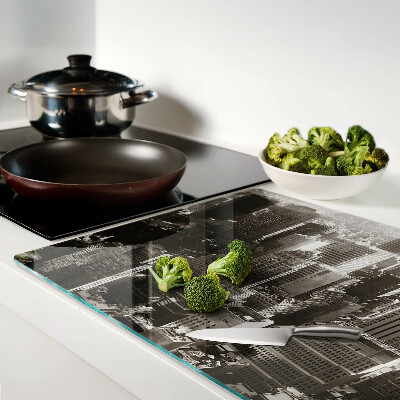 Glas schneidebrett Panorama der Stadt in Schwarz-Weiß-Tönen