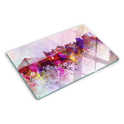 Schneidebrett Eine Stadt im Aquarellstil