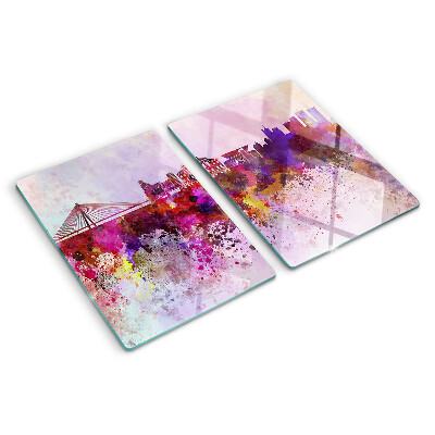 Schneidebrett Eine Stadt im Aquarellstil