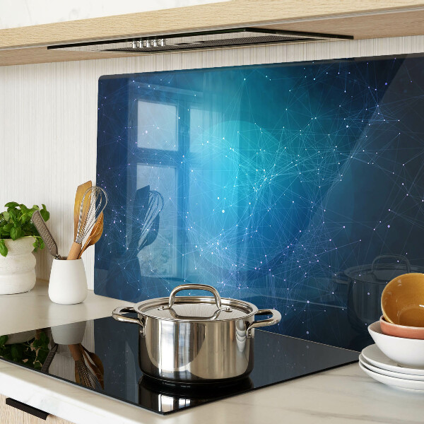 Glas-Schneidebrett mit einem Muster aus geometrischen Linien und Punkten