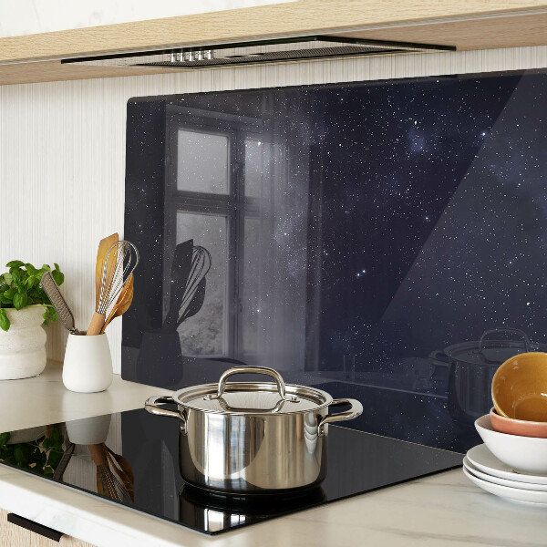 Schneidebrett Glas mit kosmischem Universum-Design und Sternmotiv