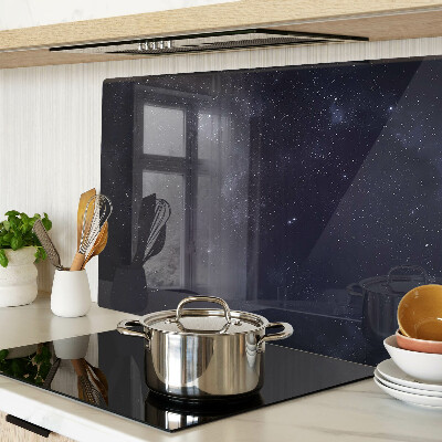 Schneidebrett Glas mit kosmischem Universum-Design und Sternmotiv