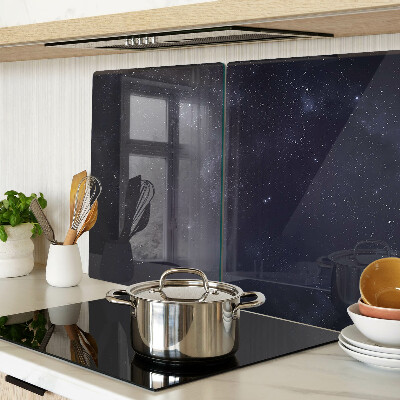 Schneidebrett Glas mit kosmischem Universum-Design und Sternmotiv