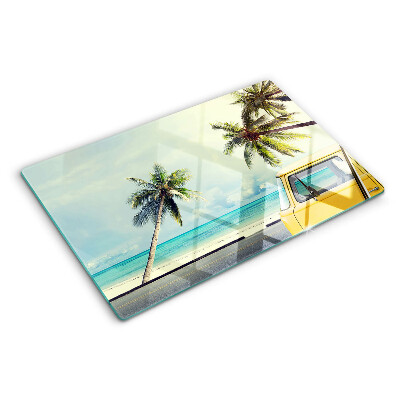 mit Motiv Strand, Palmen und Auto