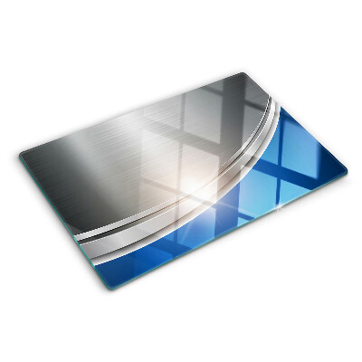 Schneidebrett glas Metalleffekt mit blauen Akzenten
