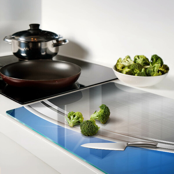 Schneidebrett glas Metalleffekt mit blauen Akzenten