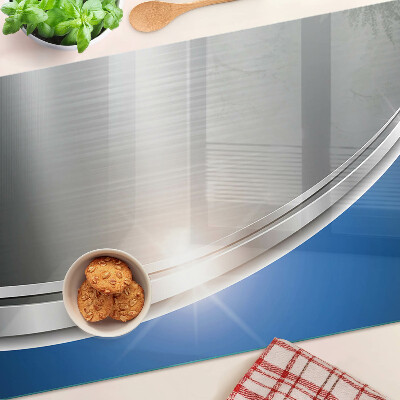 Schneidebrett Glas mit Metalleffekt und blauen Akzenten