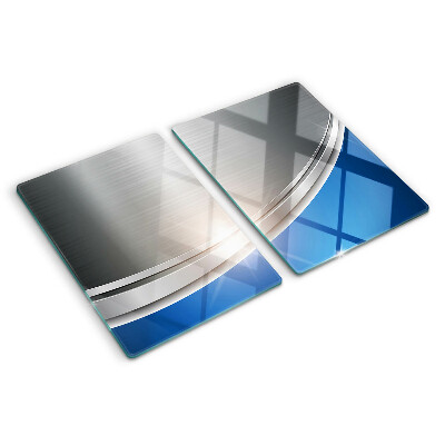 Schneidebrett glas Metalleffekt mit blauen Akzenten