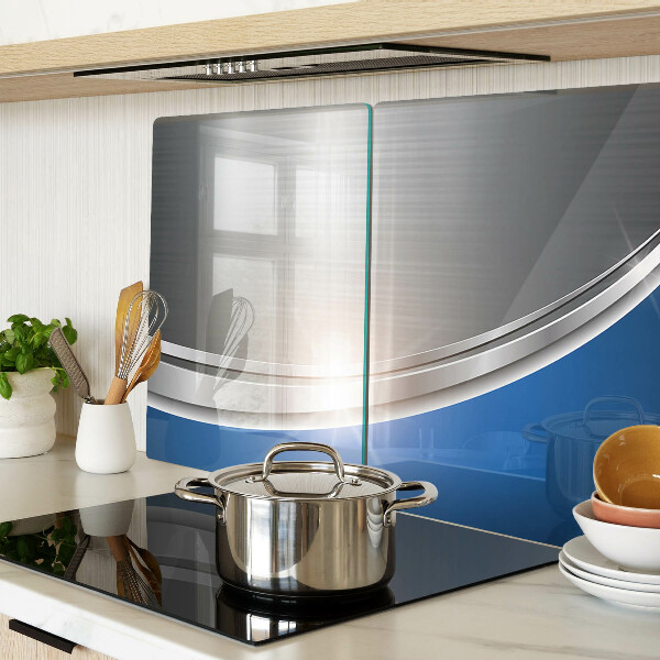 Schneidebrett glas Metalleffekt mit blauen Akzenten