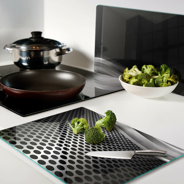 Schneidebrett Glas mit futuristischem Wellenmuster