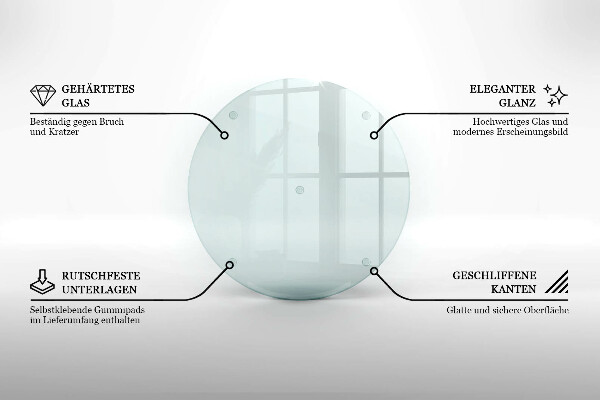 Schneidebrett glas groß Transparent rund