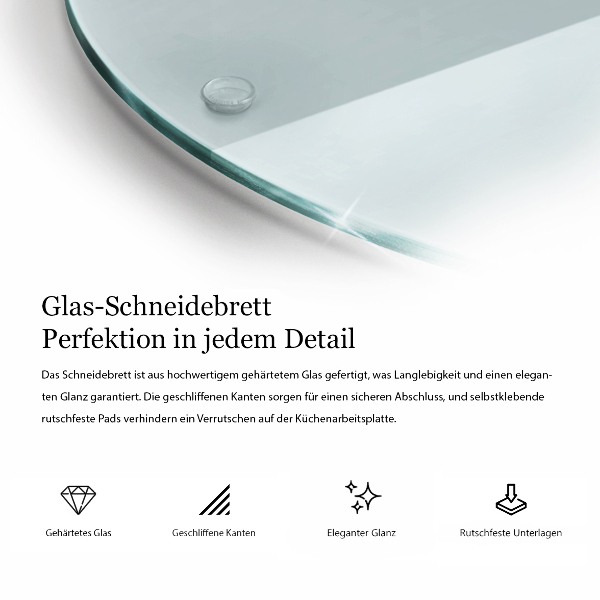 Schneidebrett glas groß Transparent rund