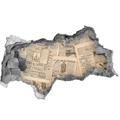 Mauerdurchbruch Aufkleber Alte Zeitung in einem Loch in der Wand