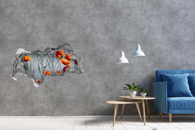 Wandtattoos Mauerdurchbruch Blumen aus Beton