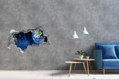 3D Wandtattoos Mauerdurchbruch Kosmischer Blick aus einem Loch in der Wand