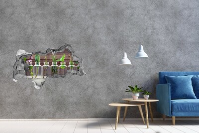 3D Wandtattoos Mauerdurchbruch Eine grüne Oase in Glasgefäßen