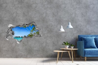 3D Wandtattoos Mauerdurchbruch Karibischer Strand durch ein Loch in der Wand