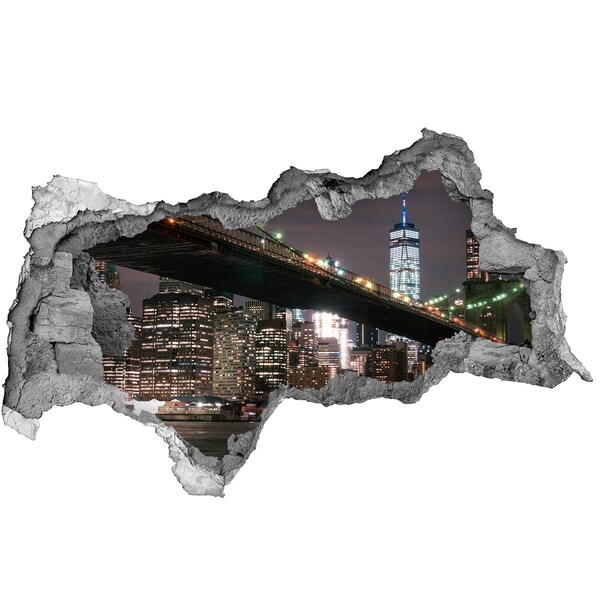3D Wandtattoos Mauerdurchbruch Brooklyn Bridge bei Nacht