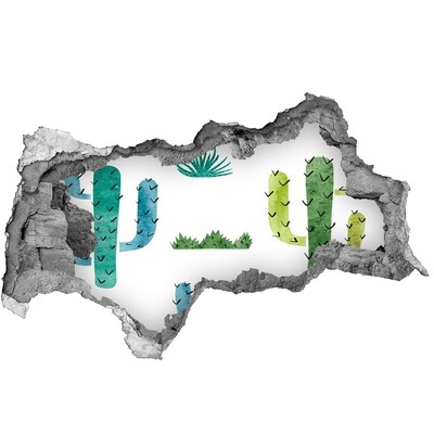 Mauerdurchbruch Aufkleber Grüne Landschaft mit Kakteen