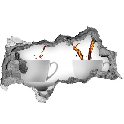 Wandbilder 3D Mauerdurchbruch Kaffee in einer verfallenen Mauer